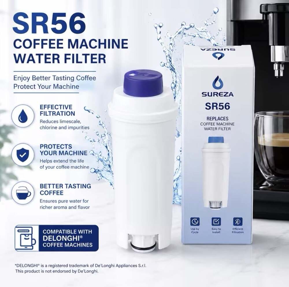 Sureza SR56 Coffee Machine Water Filter Replaces DeLonghi DLSC002 Espresso 4 Pck